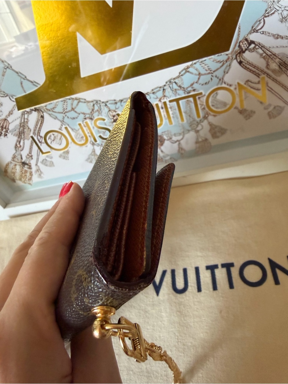 Louis Vuitton Brown Monogram Long Wallet on Chain - Picture 7 of 13